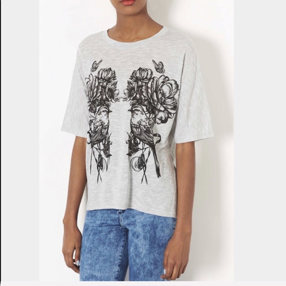NWOT Topshop floral bird tee